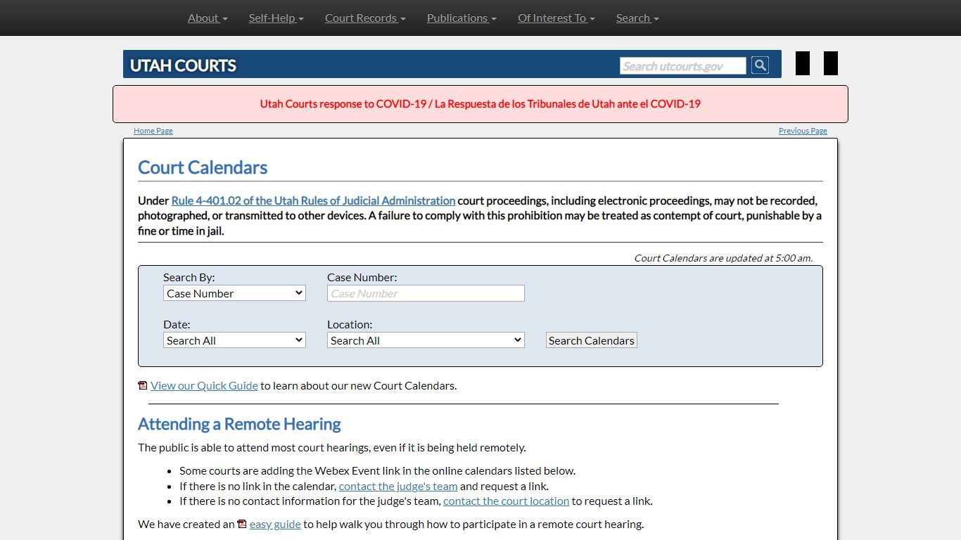 Court Calendars - Utah Courts